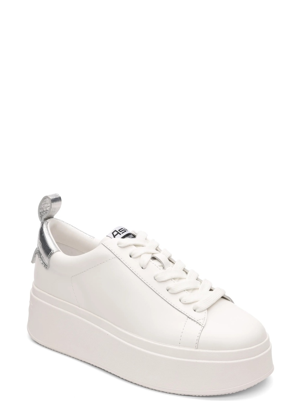 ASH White Platform Sneakers with Silver Heel Accent